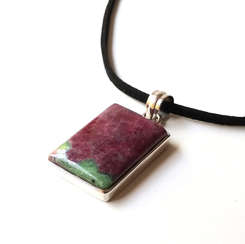Vtg genuine ruby - zoisite, .925
