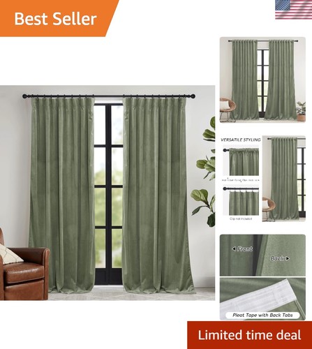 Velvet curtains sage - velvet,