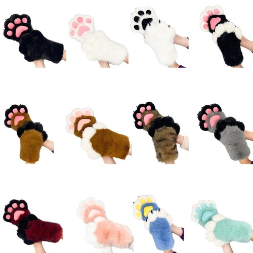 Furry plush cats paws - plush, gloves