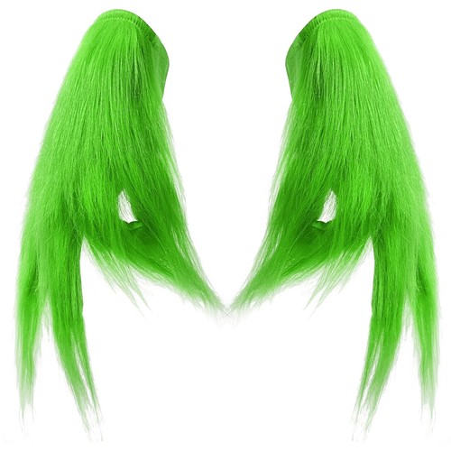 Green furry monster gloves - furry,